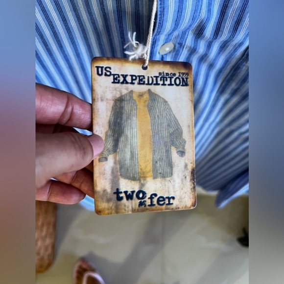 US Expedition Size Large Striped Cotton Long Sleeve Button Up Shirt Nwt - Picture 16 of 16